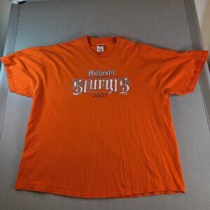 2007 Sturgis Motorcycle Rally Jerzees T-Shirt 2XL Vintage Orange Biker
